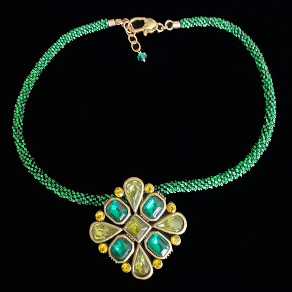 Gold Filled Crystal Snake Beaded Spinel Necklace - Picture 1 of 8